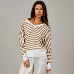 Online RD Style Vashti V-Neck Cardigan-Stripe|