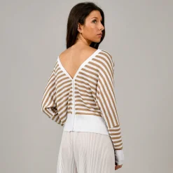 Online RD Style Vashti V-Neck Cardigan-Stripe|