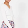 Hot The Korner V-Neck Rib Cardigan-White|
