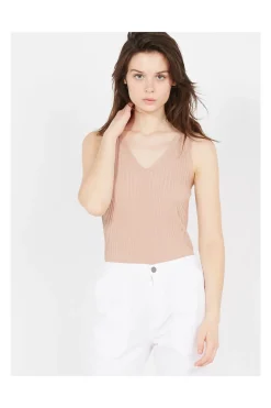Sale The Korner V-Neck Rib Tank Top-Beige|