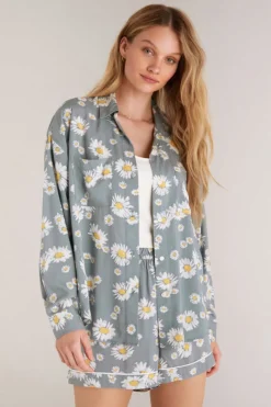 Z Supply Wanderer Daisy Shirt-Sage Ash|