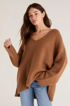 Outlet Z Supply Weekender Sweater-Camel Brown|