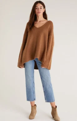 Outlet Z Supply Weekender Sweater-Camel Brown|