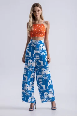 Lez a Lez Wide Leg Pant-Blue|