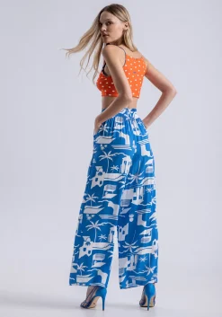 Lez a Lez Wide Leg Pant-Blue|