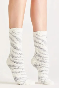 Hot Z Supply Zebra Plush Socks-Bone|