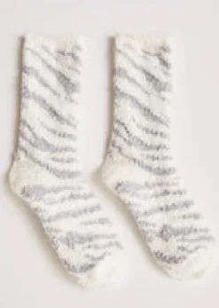Hot Z Supply Zebra Plush Socks-Bone|