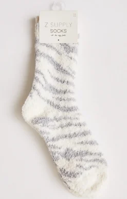 Hot Z Supply Zebra Plush Socks-Bone|