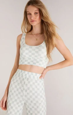 Clearance Z Supply Zoe Checker Tank Bra-Cloud Dancer|